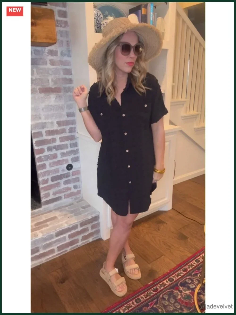 Swiss Dot Smocked Button Down Beach Cover Up Shirt Dress Swimwear Resort Wear